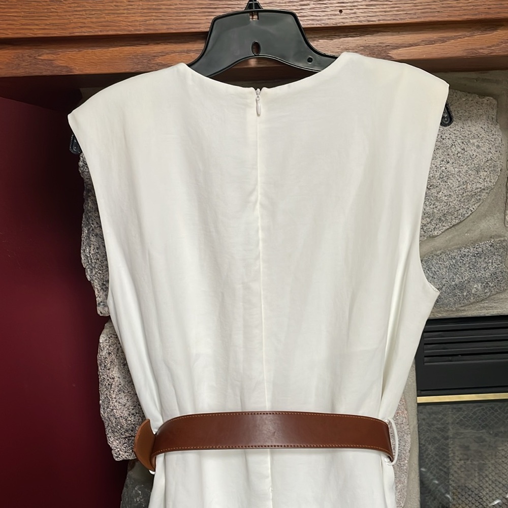Elegant White Jumpsuit with Belt - Picture 7 of 10
